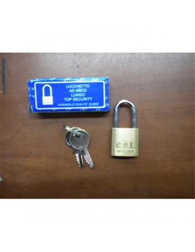 LUCCHETTO AD ARCO LUNGO IN OTTONE MM. 20