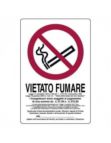  TARGA SEGNALETICA VIETATO FUMARE