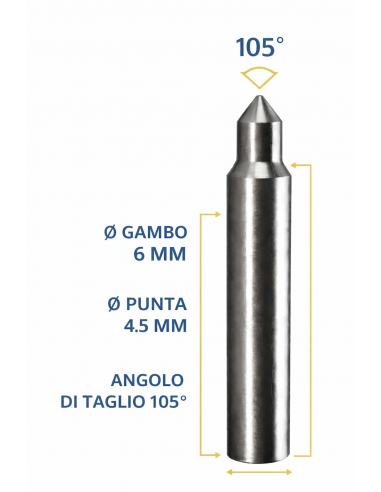 TASTATORE Ø6 MM PUNTA Ø4.5 MM ANGOLO...