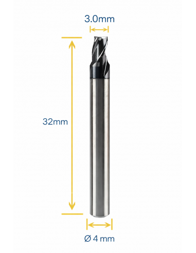 FRESA IN CARBURO Ø4 MM PUNTA 3.0 MM...